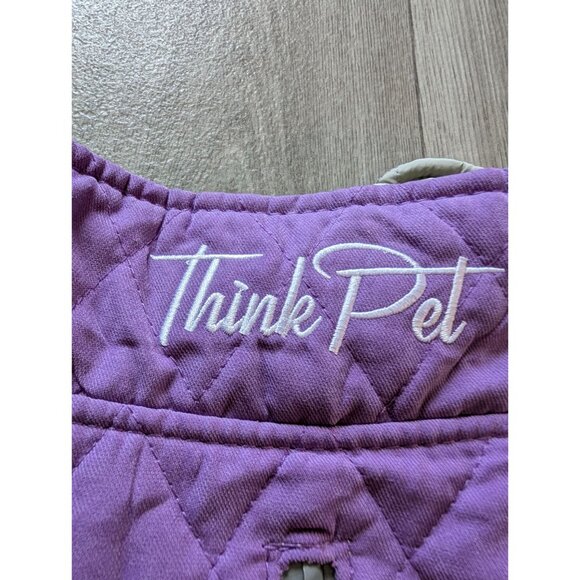 ThinkPet Quilted Dog Jacket Purple & Gray Warm Vest With Velcro Closure M Size - Picture 3 of 6